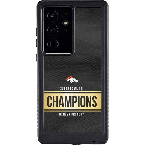 NFL Denver Broncos Super Bowl 50 Champions Black Galaxy S24 Ultra Waterproof Case