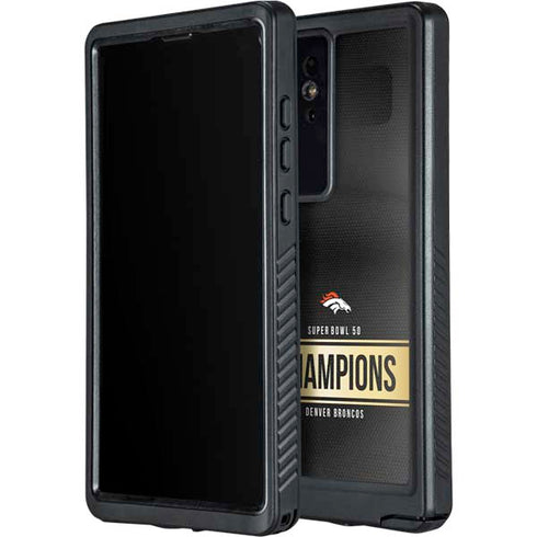 NFL Denver Broncos Super Bowl 50 Champions Black Galaxy S24 Ultra Waterproof Case