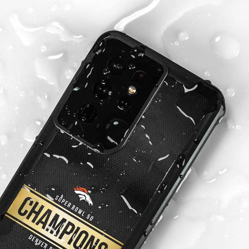 NFL Denver Broncos Super Bowl 50 Champions Black Galaxy S24 Ultra Waterproof Case
