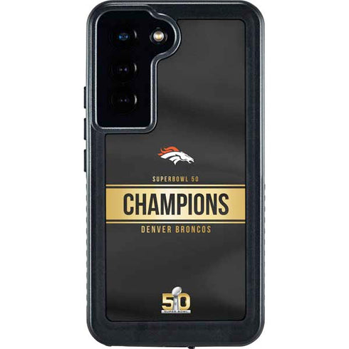 NFL Denver Broncos Super Bowl 50 Champions Black Galaxy S24 Waterproof Case