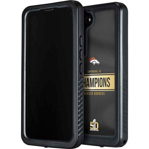 NFL Denver Broncos Super Bowl 50 Champions Black Galaxy S24 Waterproof Case
