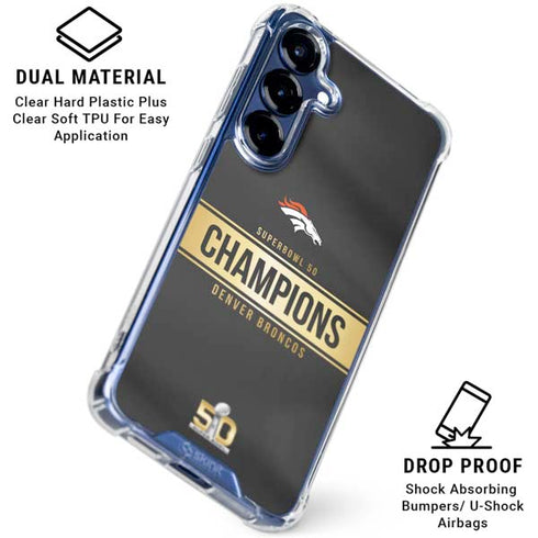NFL Denver Broncos Super Bowl 50 Champions Black Galaxy S25 Plus Clear Case