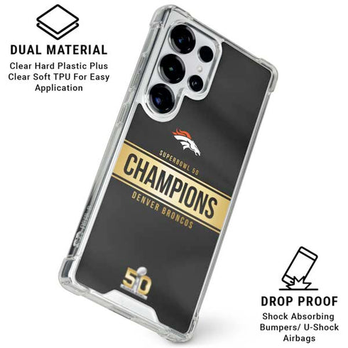 NFL Denver Broncos Super Bowl 50 Champions Black Galaxy S25 Ultra Clear Case