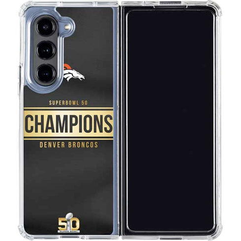 NFL Denver Broncos Super Bowl 50 Champions Black Galaxy Z Fold5 5G Clear Case