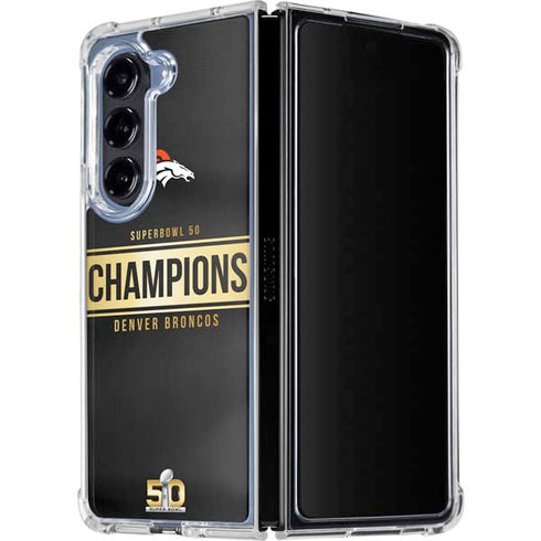 NFL Denver Broncos Super Bowl 50 Champions Black Galaxy Z Fold5 5G Clear Case