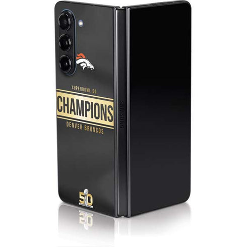 NFL Denver Broncos Super Bowl 50 Champions Black Galaxy Z Fold5 5G Skin