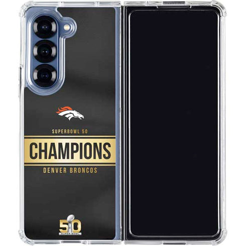 NFL Denver Broncos Super Bowl 50 Champions Black Galaxy Z Fold6 Clear Case