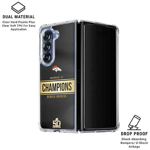 NFL Denver Broncos Super Bowl 50 Champions Black Galaxy Z Fold6 Clear Case