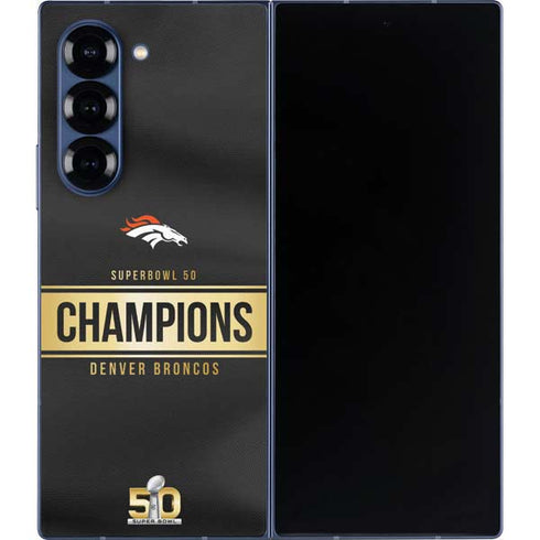 NFL Denver Broncos Super Bowl 50 Champions Black Galaxy Z Fold6 Skin