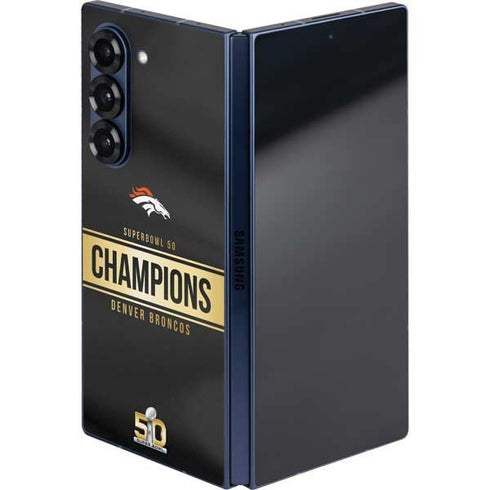 NFL Denver Broncos Super Bowl 50 Champions Black Galaxy Z Fold6 Skin