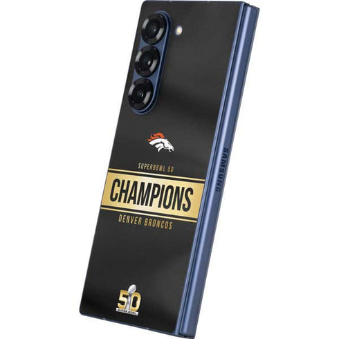 NFL Denver Broncos Super Bowl 50 Champions Black Galaxy Z Fold6 Skin