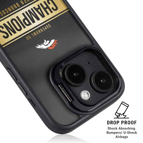 NFL Denver Broncos Super Bowl 50 Champions Black iPhone 15 Kickstand Case