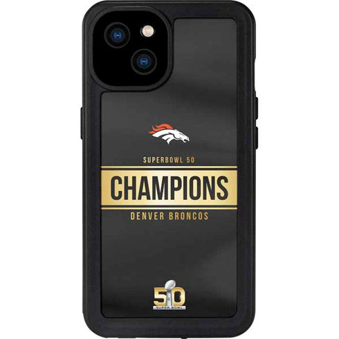 NFL Denver Broncos Super Bowl 50 Champions Black iPhone 15 Plus Waterproof Case