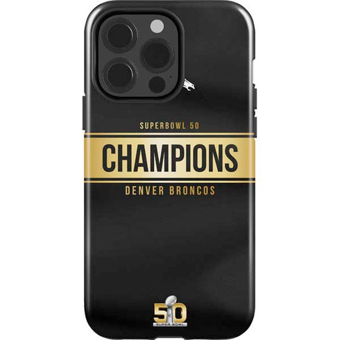 NFL Denver Broncos Super Bowl 50 Champions Black iPhone 15 Pro Impact Case