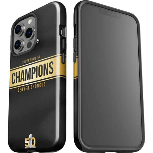 NFL Denver Broncos Super Bowl 50 Champions Black iPhone 15 Pro Impact Case