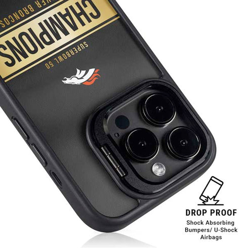 NFL Denver Broncos Super Bowl 50 Champions Black iPhone 15 Pro Max Kickstand Case