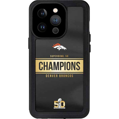 NFL Denver Broncos Super Bowl 50 Champions Black iPhone 15 Pro Waterproof Case