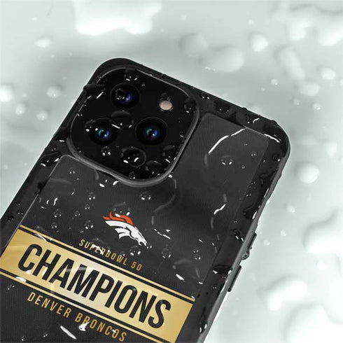 NFL Denver Broncos Super Bowl 50 Champions Black iPhone 15 Pro Waterproof Case