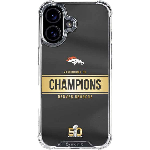 NFL Denver Broncos Super Bowl 50 Champions Black iPhone 16 Clear Case