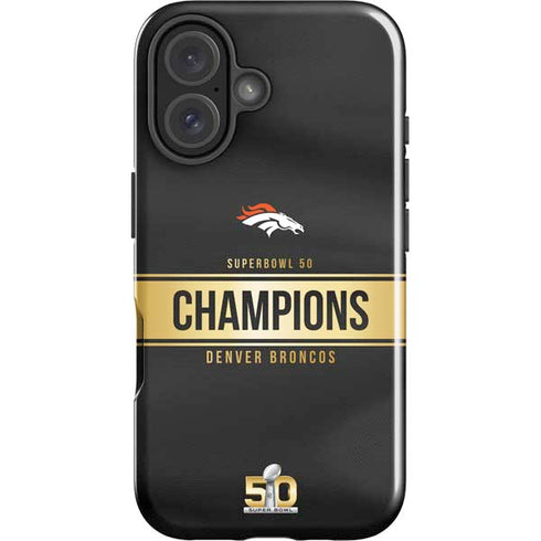 NFL Denver Broncos Super Bowl 50 Champions Black iPhone 16 Impact Case
