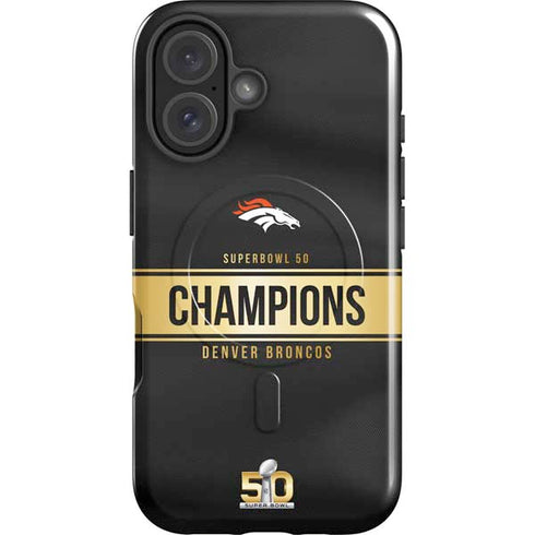 NFL Denver Broncos Super Bowl 50 Champions Black iPhone 16 Magsafe Impact Case