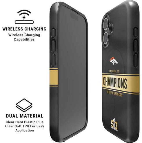 NFL Denver Broncos Super Bowl 50 Champions Black iPhone 16 Magsafe Impact Case