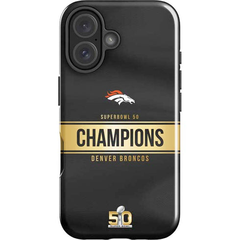 NFL Denver Broncos Super Bowl 50 Champions Black iPhone 16 Plus Impact Case