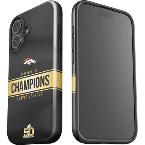 NFL Denver Broncos Super Bowl 50 Champions Black iPhone 16 Plus Impact Case