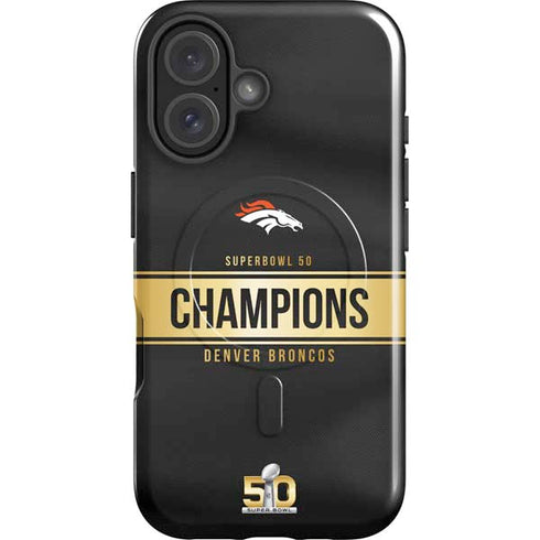 NFL Denver Broncos Super Bowl 50 Champions Black iPhone 16 Plus Magsafe Impact Case