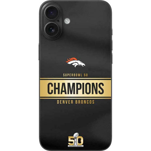 NFL Denver Broncos Super Bowl 50 Champions Black iPhone 16 Plus Skin