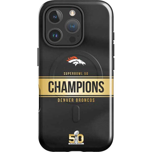 NFL Denver Broncos Super Bowl 50 Champions Black iPhone 16 Pro Magsafe Impact Case