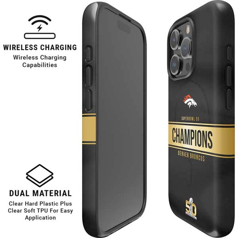 NFL Denver Broncos Super Bowl 50 Champions Black iPhone 16 Pro Magsafe Impact Case