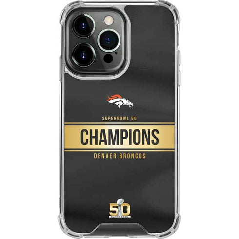 NFL Denver Broncos Super Bowl 50 Champions Black iPhone 16 Pro Max Clear Case
