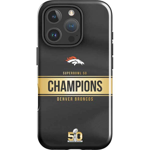 NFL Denver Broncos Super Bowl 50 Champions Black iPhone 16 Pro Max Impact Case