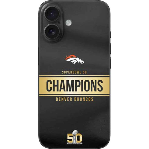 NFL Denver Broncos Super Bowl 50 Champions Black iPhone 16 Skin