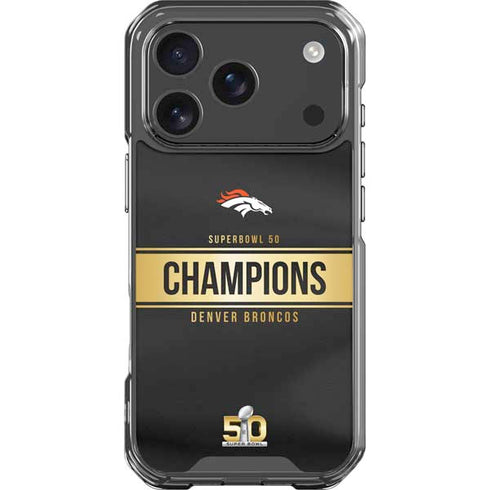 NFL Denver Broncos Super Bowl 50 Champions Black iPhone 18 Pro Clear Case