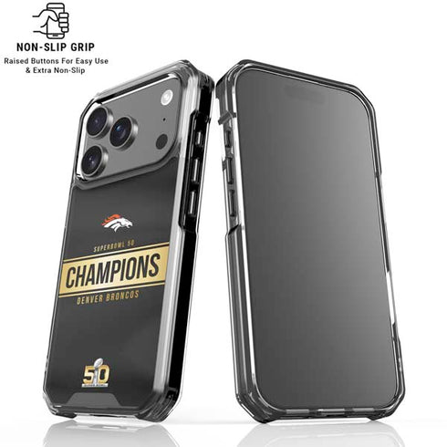 NFL Denver Broncos Super Bowl 50 Champions Black iPhone 18 Pro Clear Case