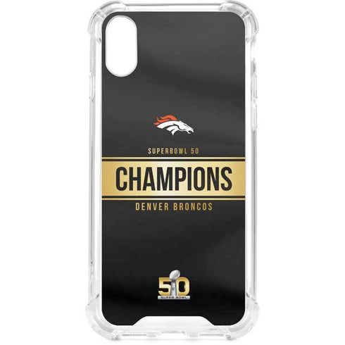 NFL Denver Broncos Super Bowl 50 Champions Black iPhone XS Clear Case