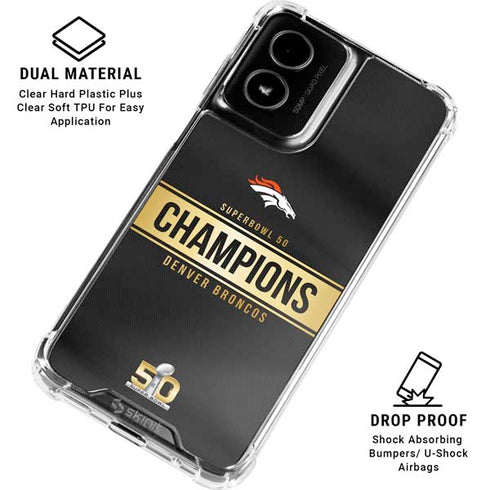 NFL Denver Broncos Super Bowl 50 Champions Black Moto G Power 5G (2024) Clear Case