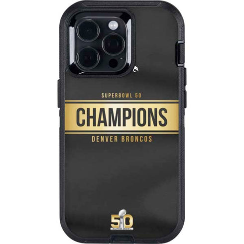 NFL Denver Broncos Super Bowl 50 Champions Black Otterbox Defender iPhone Skin