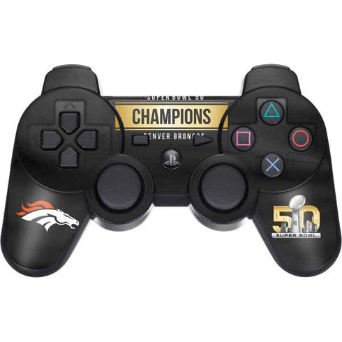 NFL Denver Broncos Super Bowl 50 Champions Black PS3 Dual Shock wireless controller Skin