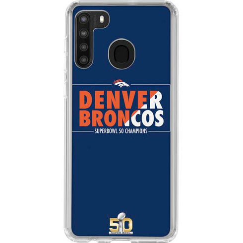 NFL Denver Broncos Super Bowl 50 Champions Bold Galaxy A21 Clear Case