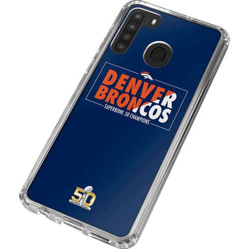 NFL Denver Broncos Super Bowl 50 Champions Bold Galaxy A21 Clear Case