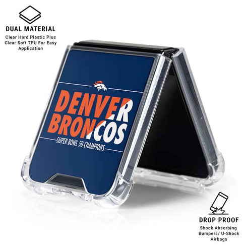 NFL Denver Broncos Super Bowl 50 Champions Bold Galaxy Z Flip6 Clear Case