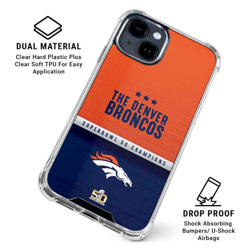 NFL Denver Broncos Super Bowl 50 Champions iPhone 15 Clear Case