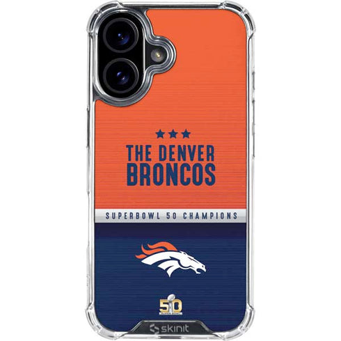 NFL Denver Broncos Super Bowl 50 Champions iPhone 16 Clear Case