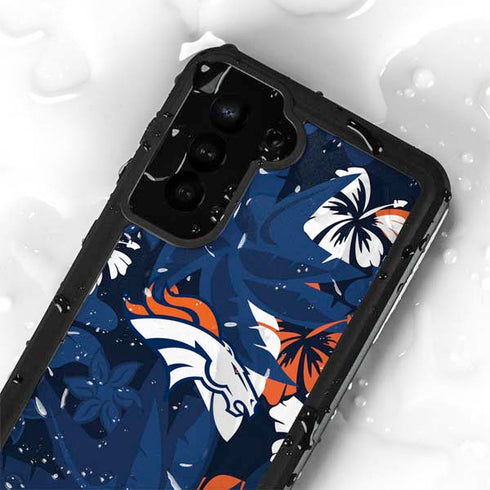 NFL Denver Broncos Tropical Print Galaxy S24 Plus Waterproof Case