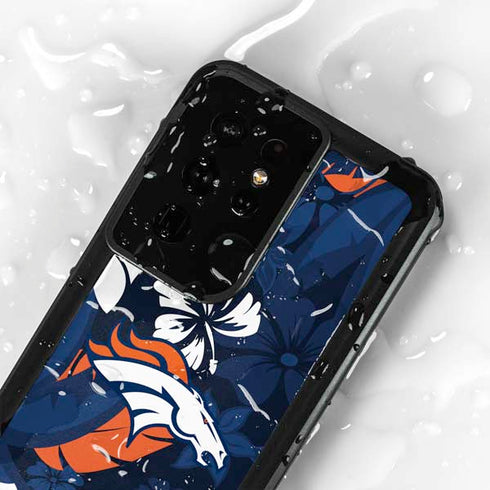NFL Denver Broncos Tropical Print Galaxy S24 Ultra Waterproof Case