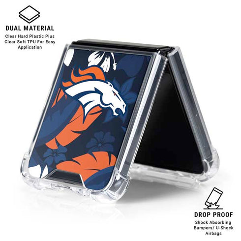 NFL Denver Broncos Tropical Print Galaxy Z Flip6 Clear Case