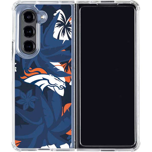NFL Denver Broncos Tropical Print Galaxy Z Fold5 5G Clear Case